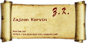 Zajzon Korvin névjegykártya